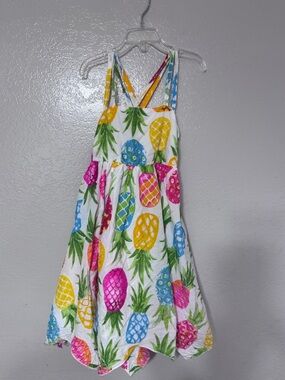 C&C California White Pineapple Print Dress with Pink Yellow Blue Green